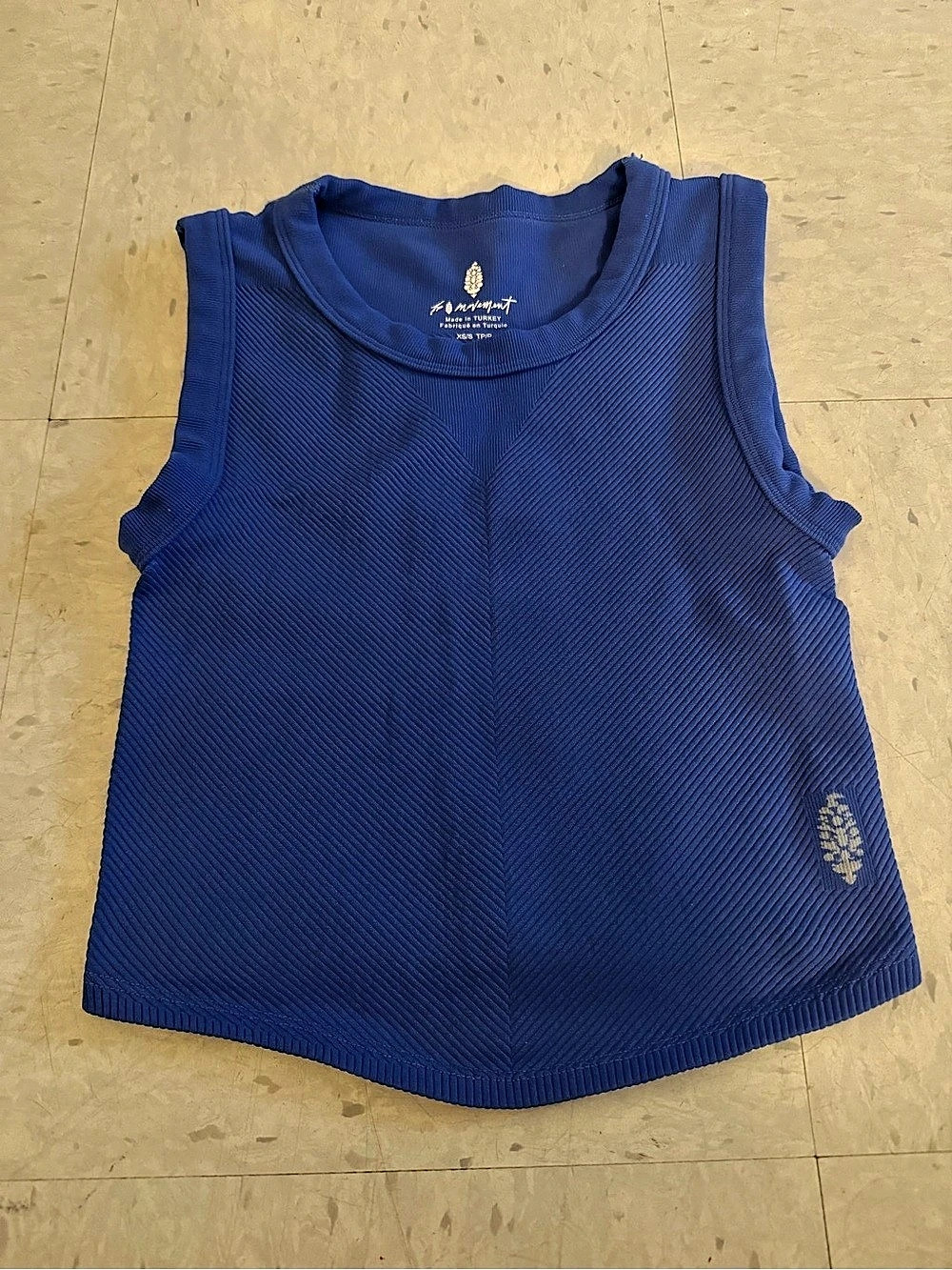 free people movement Blue Ribbed Tank Top Size XS Like New